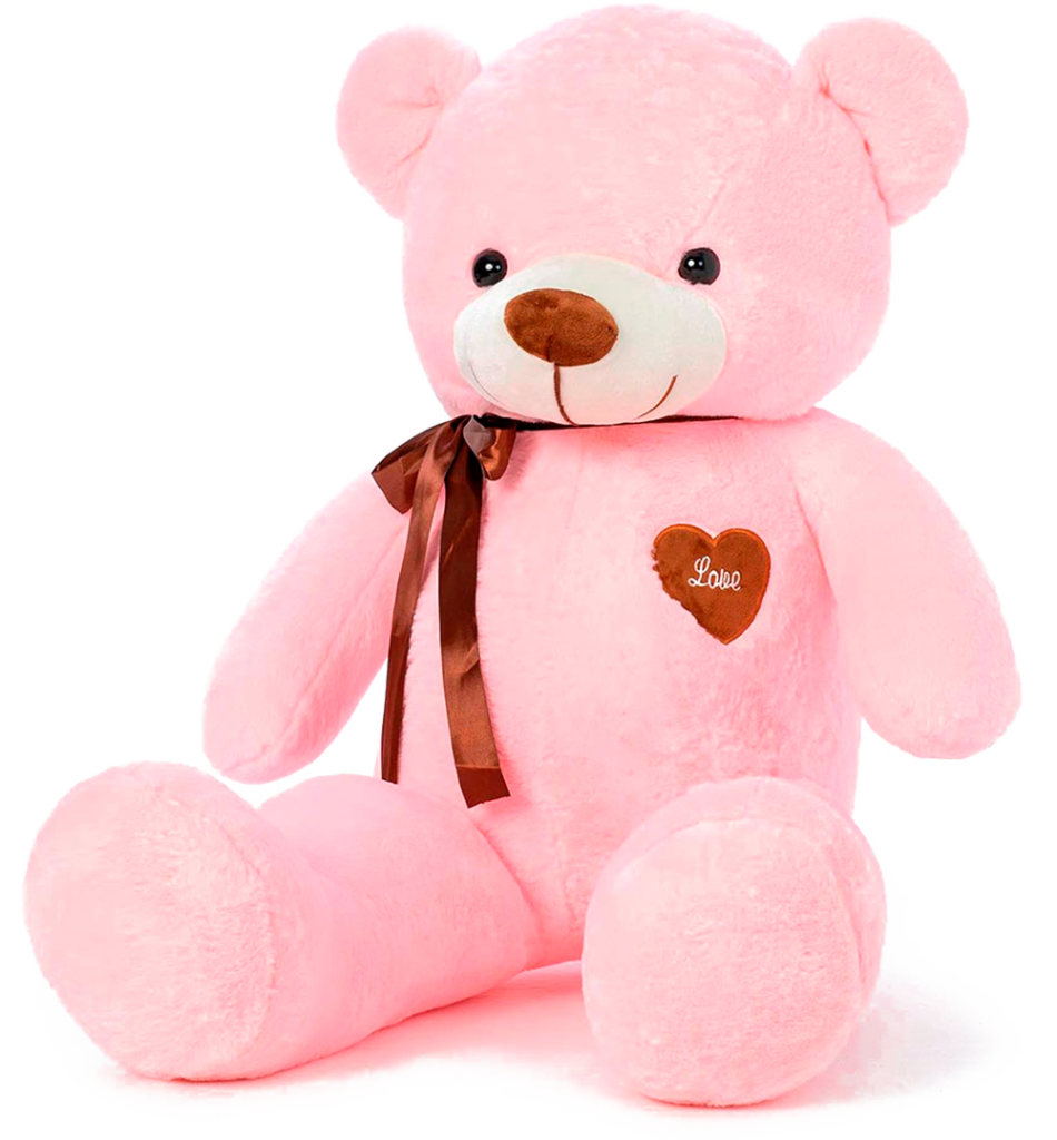 Peluche de oso rosa amoroso con lazo
